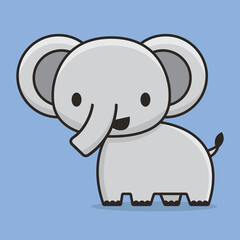 happy elephant cartoon vector icon illustration logo mascot hand drawn concept trandy cartoon