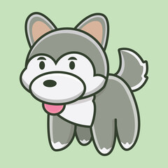 Cute dog wating the owner cartoon vector icon illustration logo mascot hand drawn concept trandy cartoon