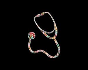 Stethoscope auscultation Beads Icon Logo Handmade Embroidery illustration