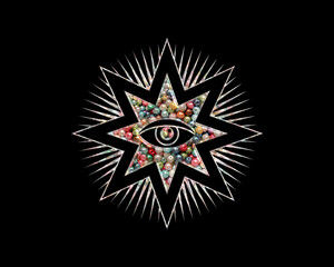 All Seeing Eye, illuminati Beads Icon Logo Handmade Embroidery illustration