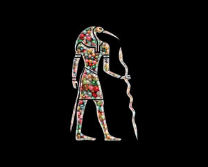 Thoth Egyptian God Beads Icon Logo Handmade Embroidery illustration