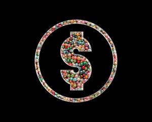 USD Money Dollar Beads Icon Logo Handmade Embroidery illustration