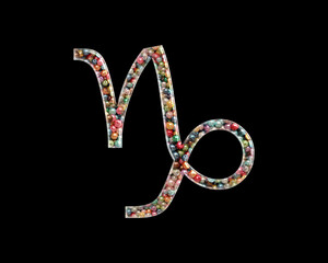 Capricorn Zodiac Astrology Beads Icon Logo Handmade Embroidery illustration