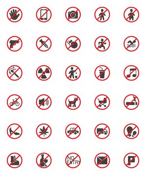 Prohibition signs vector icons set