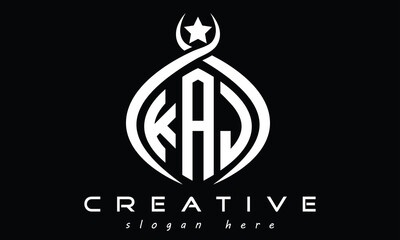 KAJ three letters monogram curved oval initial logo design, geometric minimalist modern creative logo, vector template