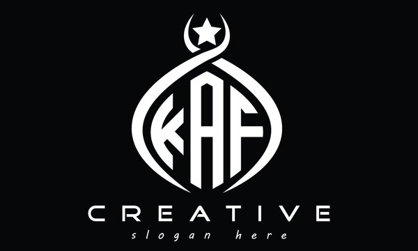 KAF three letters monogram curved oval initial logo design, geometric minimalist modern creative logo, vector template