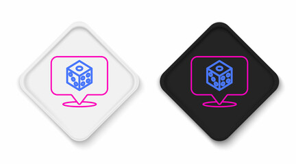 Line Game dice icon isolated on white background. Casino gambling. Colorful outline concept. Vector