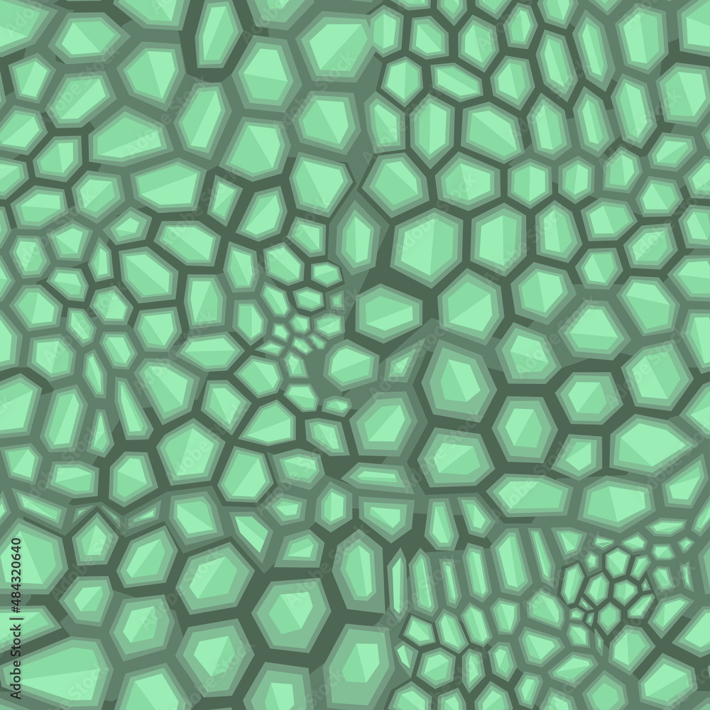 Poster seamless pattern hexagonal chaotic camo ornament. abstract modern flat vector background.