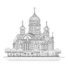 Drawing of the Cathedral of the Savior on Spilled Blood in St. Petersburg
