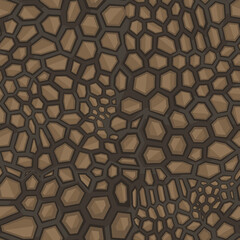 Seamless pattern hexagonal chaotic camo ornament. Abstract modern flat vector background.