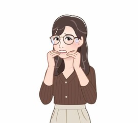 ニットを着た髪の長い女性