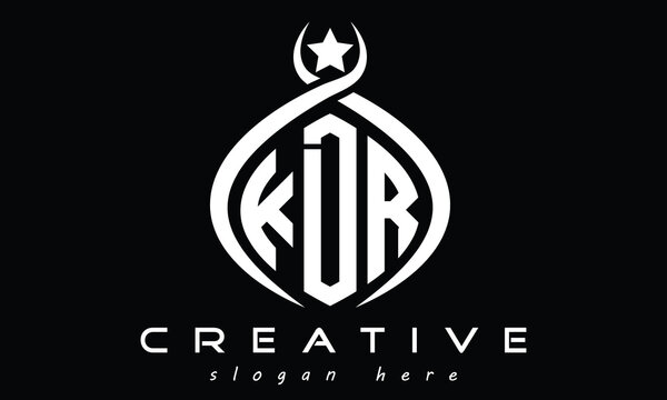 KDR three letters monogram curved oval initial logo design, geometric minimalist modern creative logo, vector template