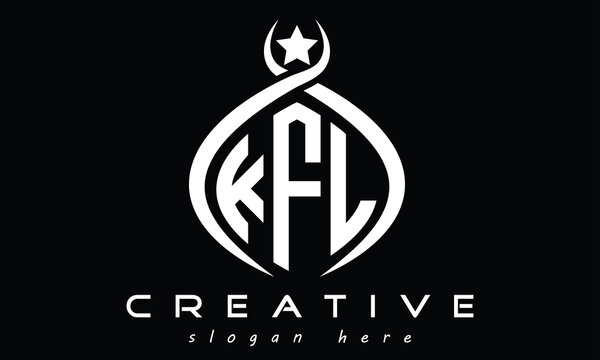 KFL three letters monogram curved oval initial logo design, geometric minimalist modern creative logo, vector template
