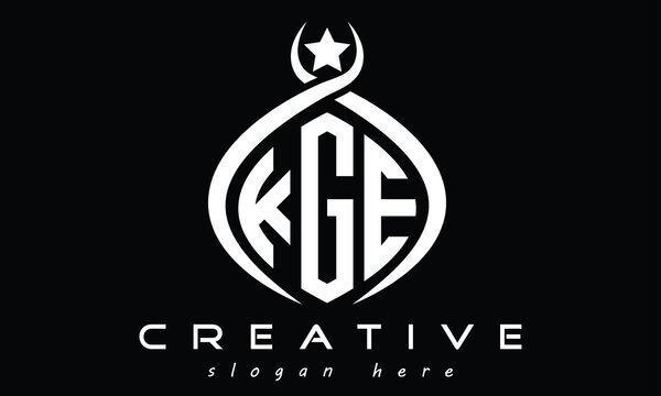 KGE three letters monogram curved oval initial logo design, geometric minimalist modern creative logo, vector template