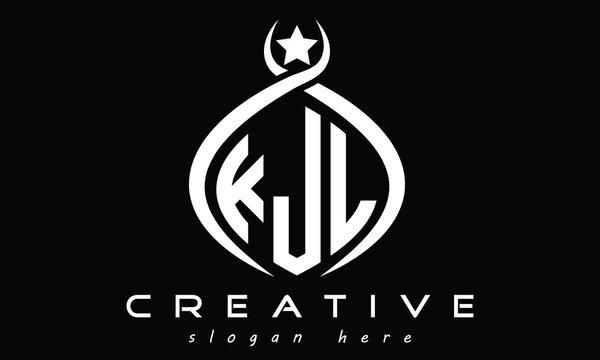 KJL three letters monogram curved oval initial logo design, geometric minimalist modern creative logo, vector template
