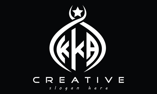 KKA three letters monogram curved oval initial logo design, geometric minimalist modern creative logo, vector template