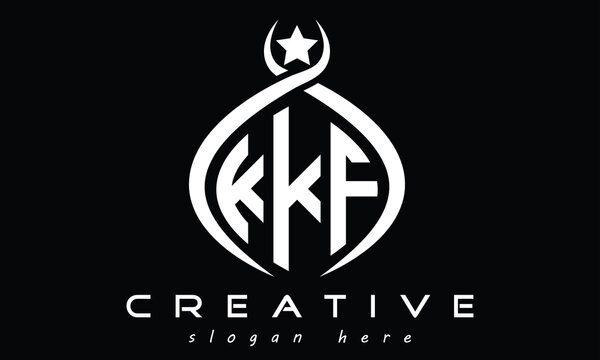 KKF three letters monogram curved oval initial logo design, geometric minimalist modern creative logo, vector template