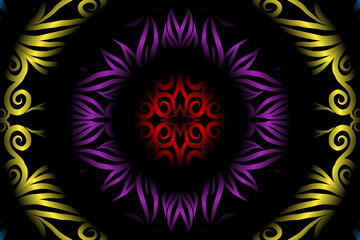 colourful caleidoscope classic gradient flower art pattern of traditional tenun batik ethnic dayak ornament for wallpaper ads background sticker or clothing