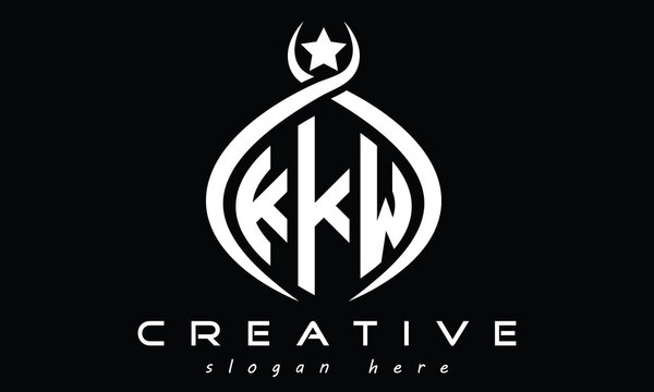 KKW three letters monogram curved oval initial logo design, geometric minimalist modern creative logo, vector template