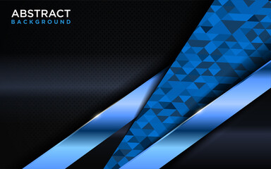 Modern Dark Navy Background Design Combined with Shinny Metallic Blue and Polygon Element.