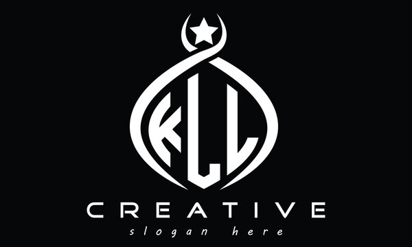 KLL three letters monogram curved oval initial logo design, geometric minimalist modern creative logo, vector template