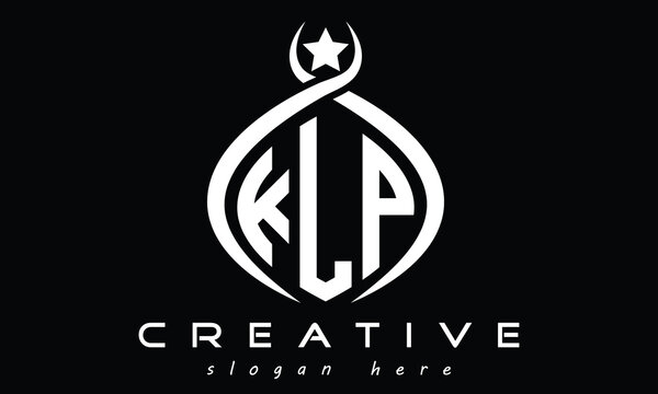 KLP three letters monogram curved oval initial logo design, geometric minimalist modern creative logo, vector template