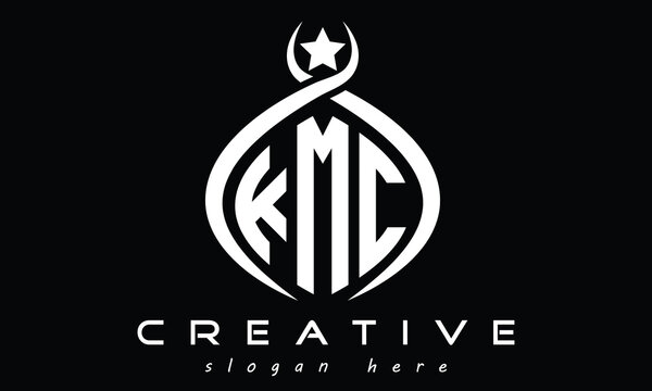 KMC three letters monogram curved oval initial logo design, geometric minimalist modern creative logo, vector template