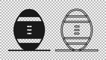 Black American Football ball icon isolated on transparent background. Rugby ball icon. Team sport game symbol. Vector