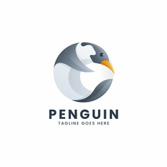 Vector Logo Illustration Penguin Gradient Colorful Style.