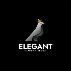 Vector Logo Illustration Elegant Bird Gradient Colorful Style.