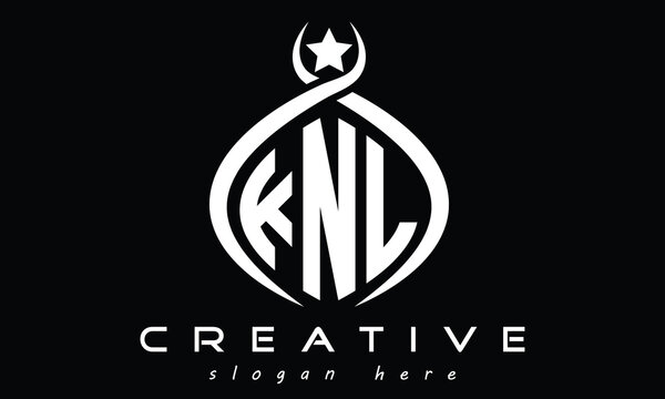 KNL three letters monogram curved oval initial logo design, geometric minimalist modern creative logo, vector template
