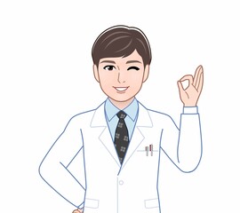 白衣を着た若い男性