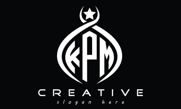 KPM three letters monogram curved oval initial logo design, geometric minimalist modern creative logo, vector template