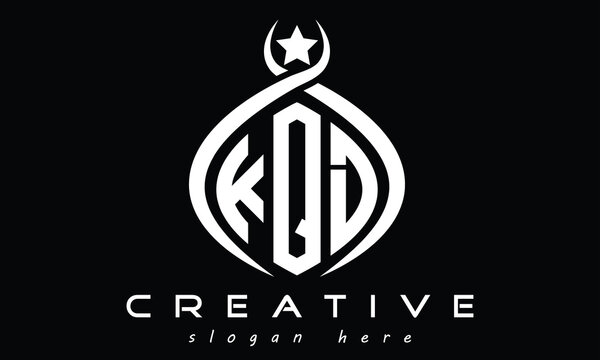 KQD three letters monogram curved oval initial logo design, geometric minimalist modern creative logo, vector template