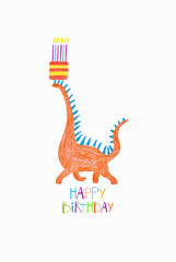 Funny birthday card with Barosaurus dinosaur