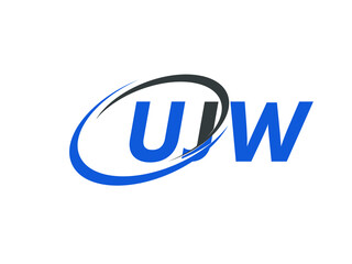 UJW letter creative modern elegant swoosh logo design