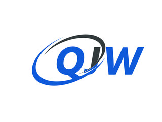 QJW letter creative modern elegant swoosh logo design