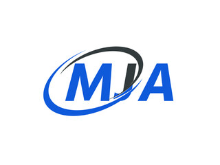 MJA letter creative modern elegant swoosh logo design