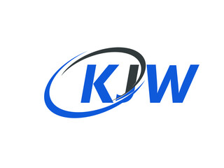 KJW letter creative modern elegant swoosh logo design