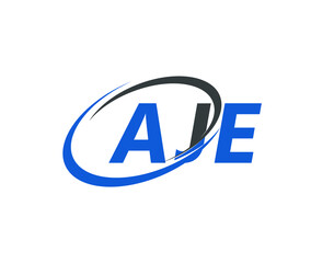 AJE letter creative modern elegant swoosh logo design