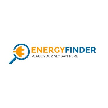 Energy finder vector logo template. This design use plug electric symbol. Suitable for searching or technology.
