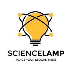 Science lamp vector logo template. This design use molecule symbol. Suitable for education.