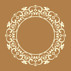 Decorative frame Elegant vector element for design in Eastern style, place for text. Floral golden border. Lace illustration for invitations and greeting cards