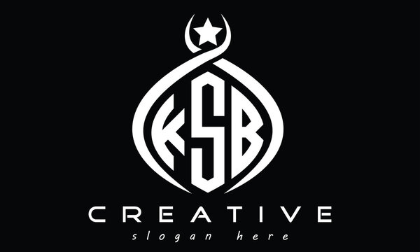 KSB three letters monogram curved oval initial logo design, geometric minimalist modern creative logo, vector template