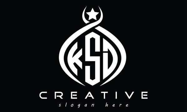 KSD three letters monogram curved oval initial logo design, geometric minimalist modern creative logo, vector template