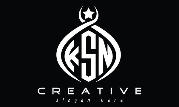 KSN three letters monogram curved oval initial logo design, geometric minimalist modern creative logo, vector template