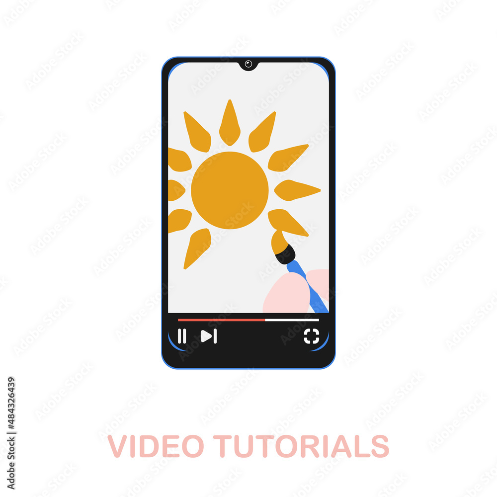 Poster video tutorials flat icon. colored element sign from online education collection. flat video tutoria