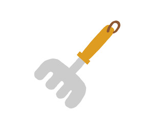 かわいいガーデニングの黄色の熊手／手描きイラスト