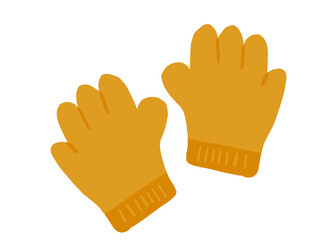 かわいいガーデニングの黄色のグローブ手袋／手描きイラスト