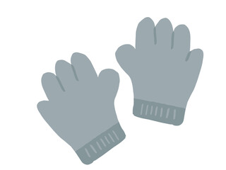 かわいいガーデニングの青色のグローブ手袋／手描きイラスト